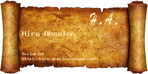 Hirs Absolon névjegykártya